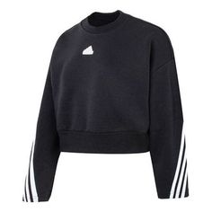 (WMNS) adidas Future Icons 3-stripes Sweatshirt 'Black' IB8494 Adidas Three Stripes Sportswear Sweatshirt, Adidas Cotton Sweatshirt With Three Stripes, Adidas Crew Neck Sweatshirt With Three Stripes, Sports Crew Neck Sweatshirt With Contrast Stripes, Crew Neck Sweatshirt With Contrast Stripes For Sports, Black Casual Sweatshirt With Contrast Stripes, Black Tops With Side Stripes For Streetwear, Adidas Three Stripes Sweatshirt Sportswear, Adidas Sportswear Sweatshirt With Three Stripes