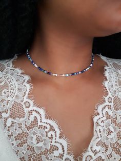 Blue Beaded Choker - White Beaded Choker - Rainbow Bead Choker - Beach Choker -  Boho Bead Choker - Seed Bead Choker - Stretch Choker - Dainty Bead Choker - Blue Beaded Necklace - Seed Bead Necklace   * D E T A I L S * This choker is made size 8 Seed Beads that are strung onto durable Stretch Cord. It has a lobster clasp closure and comes with 2 inch extender chain.  * S I Z E * This choker is avaliable in the following sizes: 11 inches 11.5 inches  12 inches  12.5 inches 13 inches  13.5 inches Beach Choker, Seed Bead Choker, Blue Beaded Necklace, Bead Choker, Beaded Necklace Diy, Boho Choker, Rainbow Beads, Beaded Bracelets Diy, Seed Bead Necklace