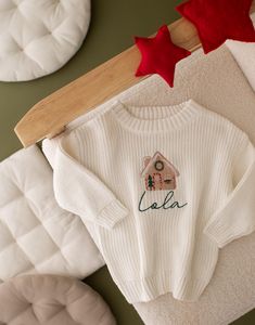 Have yourself a magical little Christmas with our super soft Personalised Children's Christmas Jumper with a delicate embroidered design. Perfect for the Christmas season and of course, as a keepsake for their memory box.  ✨Material: 100% Knitted Jumper These sweatshirts are true to size, if you like a move oversized fit to wear with leggings I would suggest to size up. Model is wearing his usual size of 3-4 years.  ✨Embroidered to a high finish ✨ Matching Leggings available in our store Personalised Jumpers, Kids Christmas Outfits, Wear With Leggings, Christmas Jumper, Childrens Christmas, Matching Leggings, Personalized Embroidered, Clothing Sets, Christmas Knitting