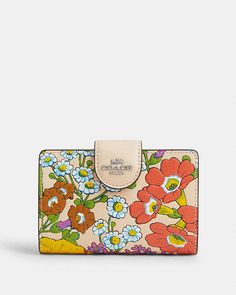 COACH® | Medium Corner Zip Wallet With Floral Print Retro Bifold Wallets With Coin Pocket, Coach Rectangular Card Holder With Id Window, Coach Card Holder With Id Window For Everyday Use, Multicolor Bifold Card Holder, Coach Bifold Card Holder With Interior Slots, Multicolor Bifold Wallets With Card Slots, Coach Wallets With Card Slots, Coach Wallets With Card Slots For Daily Use, Coach Wallets For Daily Use