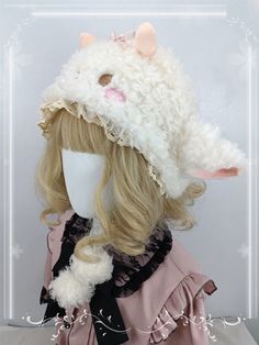 The price is for a hat only, others are not included. Cute Winter Hats With Ears, Cute Brimmed Winter Bonnet, White Winter Beanie Costume Hat, White Beanie Costume Hat For Winter, White Beanie For Winter Costume, White Winter Cloche Hat, White Winter Cloche Cap, White Beanie For Winter Festival, White Cloche Cap For Winter