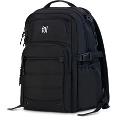 Keep all of your accessories securely packed and easily accessible while on the go with the Tactics Collection Laptop Traveling Backpack. This commuter backpack features a large main compartment for packing your personal items, compression straps to compact the load, and 3 front zip pockets, one of which features an internal organizer for pens and other small accessories. This backpack for laptop computers also features a quick access cell phone pocket, a right side pocket for storing a water bottle or umbrella, and a left side zip pocket to store your phone and cord pass-through for phone charging. This backpack features ergonomic and adjustable shoulder harness straps which can be adjusted from 22 to 36 inches drop, a sternum strap to help reduce fatigue, a rear strap for stacking the ad Functional Black Travel Accessories For School, Versatile Durable Black Backpack, Black Nylon School Luggage, Black Functional School Luggage, Functional Black Standard Backpack Luggage, Practical Black Standard Backpack Luggage, Functional Black Tech Accessories For Travel, Functional Black Rectangular Tech Accessories, Black Practical Standard Backpack Luggage