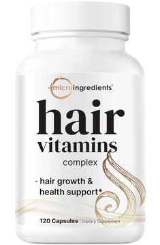 PRICES MAY VARY. Micro Ingredients offers 120 extra-strength capsules of a 14-in-1 hair vitamins complex, enjoy essential women and men hair nourishing nutrients that include vitamins, minerals, and antioxidants. Each 2-capsule serving size provides 1,000mcg vitamin A, 100mg vitamin C, 20mcg vitamin D, 400mcg folate, 5mcg vitamin B12, 5,000mcg biotin, 10mg iron, 10mg zinc, 500mg saw palmetto, 500mg ashwagandha, 50mg bamboo extract, 50mg hydrolyzed collagen peptides, and 50mg hydrolyzed keratin. Hair Vitamins Growth, Best Vitamins For Hair Growth, Hair Growth Vitamins, Bamboo Extract, Saw Palmetto, Vitamins For Hair Growth, Maintaining Healthy Hair, Thicker Hair, Hair Vitamins