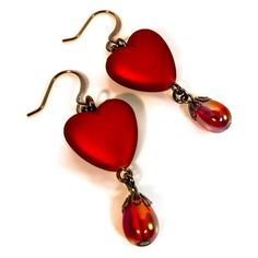 Red Heart Earrings Valentines Earrings Crimson by BluKatDesign ($12) ❤ liked on Polyvore All Things, Red Heart Earrings, Valentines Earrings, Handmade Things, To Buy, Jewelry Organizer Diy, Heart Dangle Earrings, Earrings Inspiration, Crimson Red