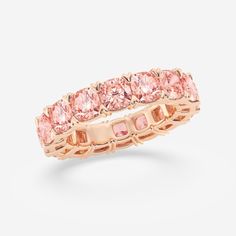 Fancy Pink V- Prong Diamond Cushion Eternity Band Pink Eternity Band, Luxury Rose Gold Eternity Band For Anniversary, Formal Rose Gold Stackable Eternity Band, Formal Rose Gold Eternity Band With Diamond Cut, Formal Rose Gold Diamond Cut Eternity Band, Rose Gold Cubic Zirconia Eternity Band With Diamond Cut, Pink Diamond Wedding Band, Pink Diamond Band, Julien Tanti