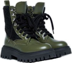 Green Lace-up Winter Boots, Green High-top Combat Boots For Fall, Green Leather Winter Boots, High-top Green Combat Boots For Fall, Green High-top Lace-up Winter Boots, Green High-top Lace-up Boots For Winter, Luxury Winter Lace-up Boots, Luxury Lace-up Winter Boots, Luxury Lace-up Boots For Winter