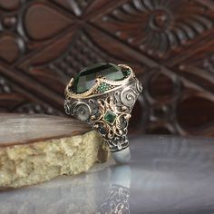 Emerald Stone Rings, Turkish Rings, Ring Man, Sterling Silver Mens Rings, Vintage Style Rings, Mens Silver Rings, Ring For Men, Sterling Silver Mens, Silver Rings Handmade