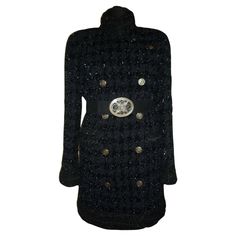 Boutique price over 14,000$ Rarest luxurious Chanel black lesage tweed coat with CC buckle belt : from Paris / SHANGHAI Collection, Metiers d'Art - CC logo antique 'coins' buttons - black silk lining Size mark 40 FR. Never worn. Luxury Winter Tweed Dress For Formal Occasions, Luxury Tweed Dress For Winter Formal, Luxury Tweed Dress For Formal Winter Occasions, Luxury Tweed Dress For Formal Winter Events, Luxury Tweed Dress For Office In Fall, Luxury Fall Tweed Dress For Office, Luxury Tweed Dress For Fall Office Wear, Luxury Tweed Party Dress For Fall, Designer Formal Outerwear With Belt