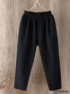 Shift Pants Mid Waist Pants, Linen Casual, Type Of Pants, Women Pants Casual, Linen Women, Plus Size Casual, Yellow Black, Straight Leg Pants, Daily Fashion