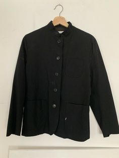 Classic VIntage BARNEYS New York CO-OP Black Nehru Collar jacket.  this had pants but I cannot find them Still awesome jacket!   No size tag but fits like 8-10. The Barneys label is also inside down, but this was purchased at Barneys New York when they were on 17th street in NYC some paint marks. see photos  Please ask all questions before buying thanks! Classic Blazer With Stand Collar And Snap Buttons, Classic Blazer With Snap Buttons And Stand Collar, Cotton Blazer With Stand Collar And Button Closure, Vintage Stand Collar Blazer For Work, Vintage Blazer With Stand Collar For Work, Tailored Long Sleeve Nehru Jacket For Workwear, Classic Nehru Jacket For Work, Tailored Nehru Jacket With Button Closure For Work, Classic Single Breasted Nehru Jacket For Workwear