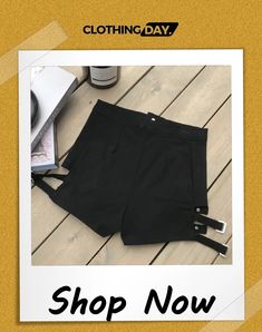 Summer Black Bandage Tape Hollow Out Shorts