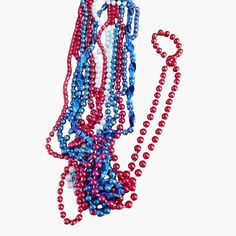 Show Your Patriotic Spirit With The Bling Rescue's Patriotic Beads Beaded Necklaces. Perfect For July 4th Parties, Pack Of 6 Patriotic Beaded Necklaces Vibrant Red, White, And Blue Colors Perfect For July 4th Celebrations 5 Necklaces 32 Inches Long / 1 Red 52 Inches Made From Durable Plastic 2 Red White Blue, 2 Solid Blue, 2 Solid Red Features: Made In Usa Size: 32 Inch Condition: New Newly Constructed From Vintage Beads And Charms Bling Rescue Is My Line Of Jewelry That I Resell Collected From Party Beaded Necklaces With Colorful Beads, Festive Blue Beaded Necklaces With Large Beads, Party Necklace With Large Round Beads, Party Beaded Chain Necklaces, Party Beaded Necklace With Large Round Beads, Blue Beaded Necklaces With Large Beads For Festive Occasions, Colorful Beaded Necklaces For Party, Party Beaded Necklace With Round Beads, Festive Blue Beaded Necklace With Large Beads