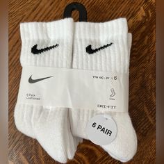 6-Pack Of Nike Dri-Fir Crew Socks, Still In The Packaging. White Nike Socks, Nike Crew Socks, Socks Nike, Toddler Nikes, Nike Socks, Nike Classic, Sock Packs, Nike Accessories, Boys Nike