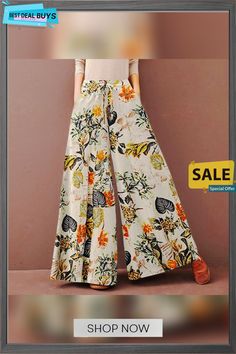 Women's Culottes Wide Leg Pants Trousers Yellow Red Deep Blue Mid Waist Fashion Casual Weekend Side Pockets High Cut Full Length Comfort Flower / Floral S M L Xl Xxl Printed Ankle-length Wide Leg Pants For Spring, Non-stretch Multicolor Wide Leg Pants For Spring, Spring Wide Leg Printed Pants, Summer Floral Print Cotton Wide Leg Pants, Casual High Waist Floral Wide Leg Pants, Spring Floral Print Ankle-length Bottoms, Floral Print Ankle-length Bottoms For Summer, Floral Print Ankle-length Spring Bottoms, Ankle-length Floral Print Bottoms For Summer