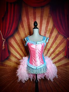 "(See sizing description below) PARISIAN BELLE EPOQUE FEATHERED COSTUME *Costume includes corset top with attached feathers Corset Available in the following sizes (Please measure your waist): Small Approximately: 32-34\" Bust, 24-25\" waist (bra size 32B-34B) Medium Approximately: 34\" Bust, 25-26\" waist Large Approximately: 36\" Bust, 27-28\" waist XL Approximately: 36\" Bust, 29-30\" waist *Please let me know your bra size and waist in inches, to ensure the best fit. *If you find that you're Pink Corset With Corset Back For Costume Party, Pink Overbust Corset Dress For Costume, Pink Overbust Corset For Costume, Drag Clothing, Feather Costume, Halloween Corset, Burlesque Dress, Showgirl Costume, Corset Costumes