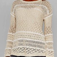 New With Tags Knox Rose Knit Crochet Style Long Sleeve Sweater Sz Medium Bust Is 36 Inches Length Is 30 Inches 75% Cotton / 18% Polyester / 7% Nylon Rose Cream, Crochet Style, Rose Sweater, Knox Rose, Cream Roses, Cut And Paste, Crochet Fashion, Sleeve Sweater, Long Sleeve Sweater