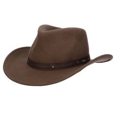 Twin Falls Crushable Wool Felt Outback Hat - Scala Hat Safari Hat Scala Hats DF193-KAKI3 Khaki Large (60 cm) Outback Hat, Mens Western, Safari Hat, Twin Falls, Western Hats, Felt Hat, Wool Felt, Repellent, Water Repellent