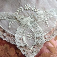 SPECIAL: Purchase 3 or more trims/hankies/collars/Doilies/postcards or buttons and shipping is FREE ! Shipping will be refunded. This item qualifies towards free shipping!! GORGEOUS Vintage French fancy hanky suitable for a bridal wedding handkerchief. This fine hankie has exquisite, intricate and beautiful hand embroidery work and looks like bobbin lace trim, just breathtaking! It measures about 10.75 inches by 11.25 inches, the hanky looks like it was never used, has a very faint water spot which will come out in a quick laundering if desired, otherwise in wonderful gift worthy condition. Would be very pretty to frame or make a wonderful heirloom quality gift for the bride or bridal party or any other special occasion. Small enough to be slipped into a greeting card. Please do view our o Elegant Wedding Lace Fabric And Notions, Elegant Wedding Fabric With Lace Work, Elegant Lace Wedding Handkerchief, Elegant Wedding Handkerchief With Lace Work, Elegant Lace Work Handkerchief For Wedding, Elegant Lace Work Wedding Handkerchief, Lace Handkerchiefs With Lace Trim For Wedding, Lace Wedding Handkerchiefs With Lace Trim, Vintage Embroidered Lace For Wedding