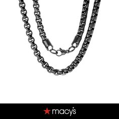 in stock Classic Black Chain Necklace With Box Chain, Black Box Chain Necklace For Formal Occasions, Black Box Chain Necklace For Formal Events, Formal Black Box Chain Necklace, Black Chain Link Jewelry With Solid Construction, Black Box Chain Necklace, Classic Black Chain Link Necklace, Black Rolo Chain Necklace As A Gift, Black Rectangular Chain Necklace