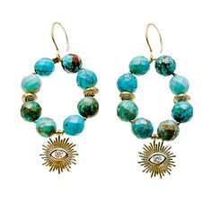 This pair of earrings feature turquoise with evil eye charm with Japan golden plated brass findings. Wear it with knitwear or midi dress from bar to beach all day long. Pair with necklace or bracelet to create your own style. For a special gift, discover our range of exquisite stunning and beautiful jewelry for women. It will be contained in a nice jewelry box with well packed. Pearl Birthstone, Nice Jewelry, Evil Eye Earrings, Eye Earrings, Evil Eye Charm, Jewelry For Women, Evil Eye, Special Gift, Amazing Jewelry