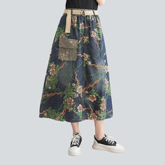 Introducing the 2023 Spring-Summer Collection's cargo pocket printed denim skirt ââ‚?the perfect combination of city mode and contemporary fashion!Why It's The Ideal Streetwear LookThis eye-catching denim skirt has it all ââ‚?from the long silhouette and high-waist cut to the unique painted pattern and cargo pockets. this piece is sure to turn heads. Not to mention. the resilient rubber closure ensures that you can rock any look with confidence and trend.Key Highlights: Painted Perfection: A uni Summer Skirt With Pockets In Relaxed Fit, Summer Skirt With Pockets And Relaxed Fit, High Waist Denim Blue Cargo Skirt For Spring, High-waisted Denim Blue Cargo Skirt For Spring, Trendy Blue Cargo Skirt For Spring, Relaxed Cargo Skirt With Pockets For Summer, Trendy Blue Cargo Skirt For Summer, Blue Denim Skirt With Pockets For Summer, Spring Baggy Skirt With Pockets