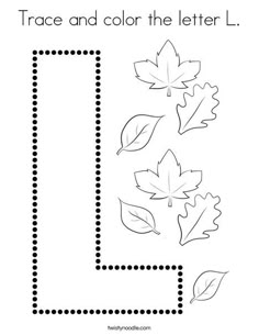 trace and color the letter l with leaf shapes to make it easier for kids to learn