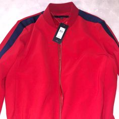 Never Worn Bomber Jacket! Comment Below If Pictures Or Videos Are Wanted. Trendy Red Long Sleeve Track Jacket, Tommy Hilfiger Sporty Outerwear For Fall, Sporty Tommy Hilfiger Outerwear For Fall, Tommy Hilfiger Red Long Sleeve Outerwear, Red Tommy Hilfiger Long Sleeve Outerwear, Red Long Sleeve Tommy Hilfiger Outerwear, Trendy Red Track Jacket For Fall, Red Long Sleeve Track Jacket For Spring, Red Long Sleeve Spring Track Jacket