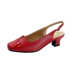 Peerage Luciana Women's Extra Wide Width Pumps For Ladies Seeking A Classic Look. These Leather 1" Low-Heel Pumps Provide Both Comfort And Style. Featuring A Matching Patent Leather Toe, And Slingback Design, These Pumps Are Perfect For Any Occasion. With The Adjustable Buckle And Rubber Sole, These Shoes Provide A Secure Fit With Lasting Durability. **Attention Shoppers** Find A Large Selection Of Wide Width Styles At Our Official Retail Website Fazpaz. Signup Is Quick And Free, Plus Receive An Classic Patent Leather Slingback Pumps For Summer, Elegant Red Slingback Sandals With Padded Heel, Red Fitted Slingback Pumps For Spring, Red Leather Slingback Sandals For Evening, Red Leather Evening Slingback Sandals, Formal Red Slingback Sandals With Low Heel, Formal Red Low Heel Slingback Sandals, Red Slingback Sandals With Heel Strap, Elegant Red Slingback Pumps For Spring