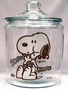 a glass jar with a cartoon character on it