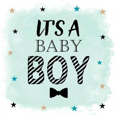 it's a baby boy card with bow tie and stars in the background,