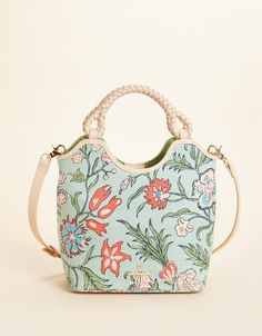 Gita Tote Hamilton Floral Block Print from Spartina 449 Expensive Bag, Girly Bags, Jute Bags, Rope Handles, Pocket Book, Trendy Tshirts, Printed Bags, Braided Leather, Fun Bags