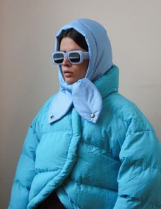 PILLOW Headscarf Balaclava in Baby Blue, Scarf Quilted Shawl Bandana Shawl Puffer, Fashion Shawl 2021-22, Babyshka Style Quilted Headscarf - Etsy Puffer Fashion, Quilted Shawl, Crochet Bow Ties, Puffer Scarf, How To Stretch Shoes, Blue Jordans, Ski Fashion, Funny Outfits, Blue Scarf