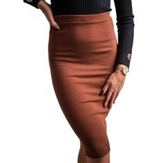 Brown High Waisted Bodycon Pencil Skirt Fitted Solid Mini Skirt For Fall, Non-stretch Lined Pencil Skirt For Fall, High-waist Stretch Mini Skirt For Fall, High Waist Stretch Mini Skirt For Fall, Fitted Midi Pencil Skirt For Fall, Trendy Stretch Solid Color Pencil Skirt, Stretch Pencil Mini Skirt For Fall, Fall Stretch Pencil Mini Skirt, Brown High Waist Stretch Mini Skirt