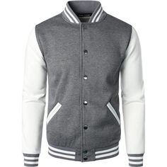 65% Cotton, 35% Polyester Buckle Closure Machine Wash Features:Contrast Long Sleeves,Ribbed Stand Collar & Cuffs, Two Front Pockets. The Classic Design Of The Letterman Jacket, Button-Down Closure Fabric: 65% Cotton, 35% Polyester, Soft Cotton Blend Fabric, High Quality And Comfortable. Cotton Jackets Provide Warmth In Spring, Autumn/ Early Winter Days. Fit: Slim Fit Design, If You Prefer A Loose Style, You Could Choose A Size Larger Than Usual Occasion:Suitable For Spring, Autumn, Casual Occasi Fitted Outerwear With Ribbed Cuffs And Stand Collar, Winter Varsity Jacket With Button Closure, Winter Varsity Jacket With Button Closure And Long Sleeves, Winter Cotton Varsity Jacket With Button Closure, Casual Fitted Varsity Jacket For Winter, Winter White Varsity Jacket With Ribbed Cuffs, Fitted Varsity Outerwear For Work, Winter Varsity Style Outerwear For Work, White Cotton Varsity Jacket For Fall