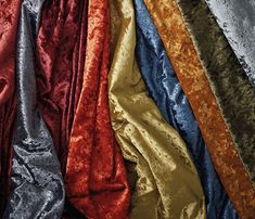 several colors of crushed velvet lined up in a row on top of eachother