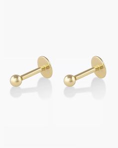 Newport Threaded Flat Back Studs Earring in 14k Solid Gold/Pair, Women's by gorjana Classic Formal Cartilage Earrings, Classic Gold Round Piercings, Minimalist Yellow Gold Cartilage Earrings For Formal Occasions, Minimalist Yellow Gold Cartilage Earrings For Formal Events, Classic Gold Cartilage Earrings For Formal Occasions, Classic Gold Cartilage Earrings For Formal Events, Minimalist Yellow Gold Round Nose Studs, Elegant Everyday Yellow Gold Nose Studs, Elegant Yellow Gold Nose Studs