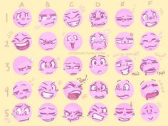 an image of different expressions in the form of emoticions on a yellow background