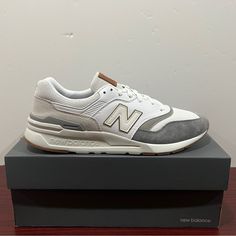 Brand - New Balance Shoe Model - 997h Style Code - Cm997hpt Color - White & Grey Condition- Brand New Gender - Men’s Sizes Available; Men’s 9.5, 10, 11, 12 & 13 White Air Max Cushioned Sneakers Medium Fit, White Air Max Sneakers With Medium Fit, Classic New Balance Leather Custom Sneakers, New Balance White Modern Sneakers, Classic White Custom Sneakers With Cushioned Footbed, Modern White New Balance Sneakers, Classic White Custom Sneakers With Branded Heel, Classic White Custom New Balance Sneakers, New Balance Custom White Sneakers With Cushioned Footbed