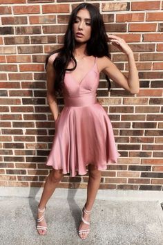 pink party dress,pink cocktail dress,pink homecoming dresses Rose Pink Prom Dresses, School Event Dress, Pink Homecoming, Homecoming Party, Satin Homecoming Dress, Pink Homecoming Dress, Pink Cocktail Dress, Graduation Dresses, Satin Short