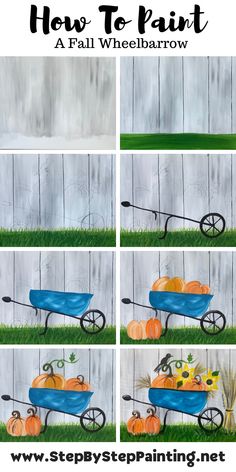 how to paint a fall wheelbarrow with step by step painting instructions for kids