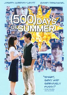 the movie poster for 500 days of summer with two people standing next to each other