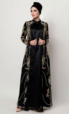 Over Hand Embellished Royal Abaya Dress Moslem Fashion, Cute Sundress, Joy Dress, Abaya Dress, Arab Fashion, Abaya Fashion, Line Dress, Festival Outfits, Satin Fabric