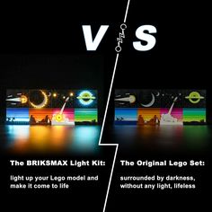 an advertisement for the brixsmak light kit is shown in two different colors