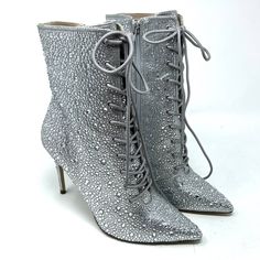 Steve Madden Valency Rhinestones Heeled Boots. So Cute And Brand New In Box! Size: 8 Heel: 4 1/4 Happy Shopping! Tnt Section 4 Olive Green Boots, Fold Over Boots, Snake Print Boots, Tan Leather Boots, Patent Boots, Green Boots, Shoes Steve Madden, Embellished Heels, Slouchy Boots