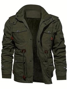 kkboxly Men's Military Cargo Jacket Windproof Hiking Outwear Coat – Kkboxly™ Jackets Casual, Mens Jackets Casual, Outwear Coat, Mens Winter Coat, Fabric Letters, Army Jacket, Jackets Men Fashion, Cargo Jacket, Mens Winter Fashion