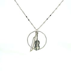 Violin string and silver violin pendant necklace Guitar String Jewelry, Violin Strings, String Necklace, Bow Pendant, Heart Strings, Gold Jewelry Necklace, Back Jewelry, Aquamarine Gemstone, Sterling Silver Chain