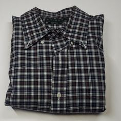 Lauren Ralph Lauren Button Down Plaid Shirt Size 17 32/33 Is New Without Tags. 100% Cotton.See Photos For Additional Measurements. Classic Plaid Shirt With Buttons, Classic Black Flannel Shirt With Buttons, Casual Dress Shirt Men, Blue Plaid Shirt, Ralph Lauren Black Label, Button Down Shirt Mens, Oxford Dress, Lauren White, Shirt Dress Casual