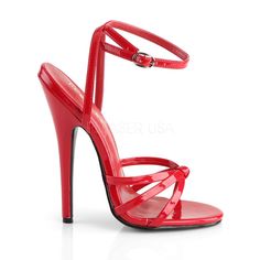 6" Strappy Ankle Wrap Sandal Color: Red Patent Cushioned Foot-Bed Size 6 - 15 Ny Warehouse In Stock New In Box Red Heels With Wrapped Heel And Single Toe Strap, Red Sandals With Single Toe Strap For Party, Red Strappy Sandals With 4-inch Heel, Red Strappy Heels With 4-inch Heel, Brian Atwood Heels, Alternative Shoes, Statement Heels, Festival Shoes, Pleaser Shoes