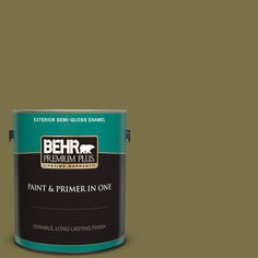 a white paint can with the words behr premium plus painted on it's side