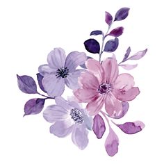 watercolor painting of pink and purple flowers